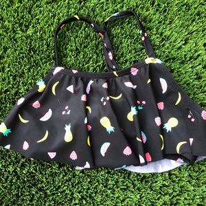 Black bikini top with fruit design